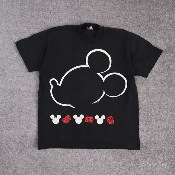 Vintage 90s Disney Mickey Mouse XL Black Short Sleeve T-Shirt - Picture 1 of 12